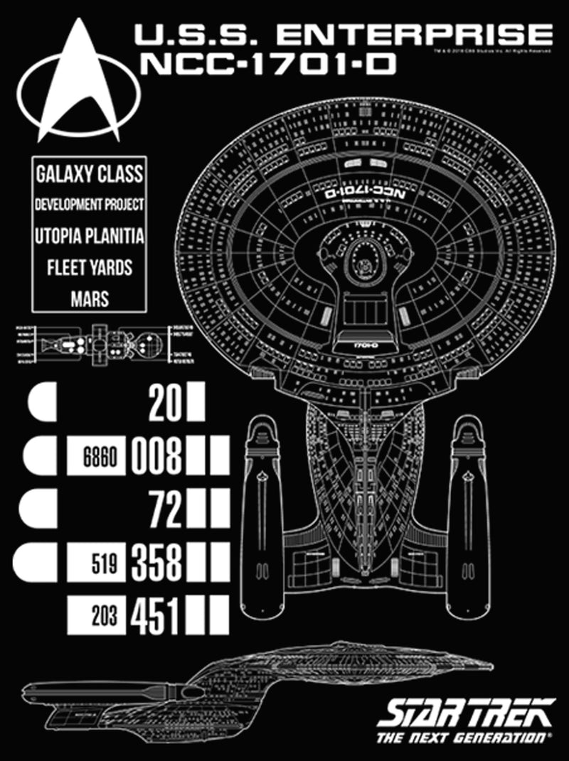 Junior's Star Trek: The Next Generation Enterprise Galaxy Class NCC-1701-D Schematics Racerback Tank Top