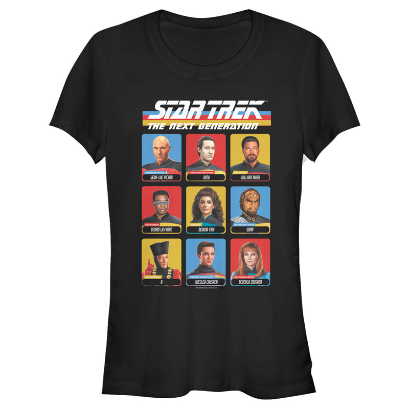 Junior's Star Trek: The Next Generation Starfleet Crew Portraits Playing Cards Frame T-Shirt