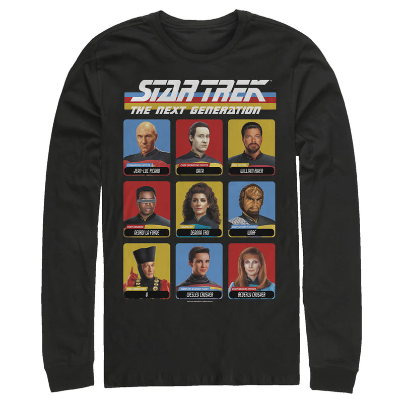 Men's Star Trek: The Next Generation Starfleet Crew Portraits Playing Cards Frame Long Sleeve Shirt