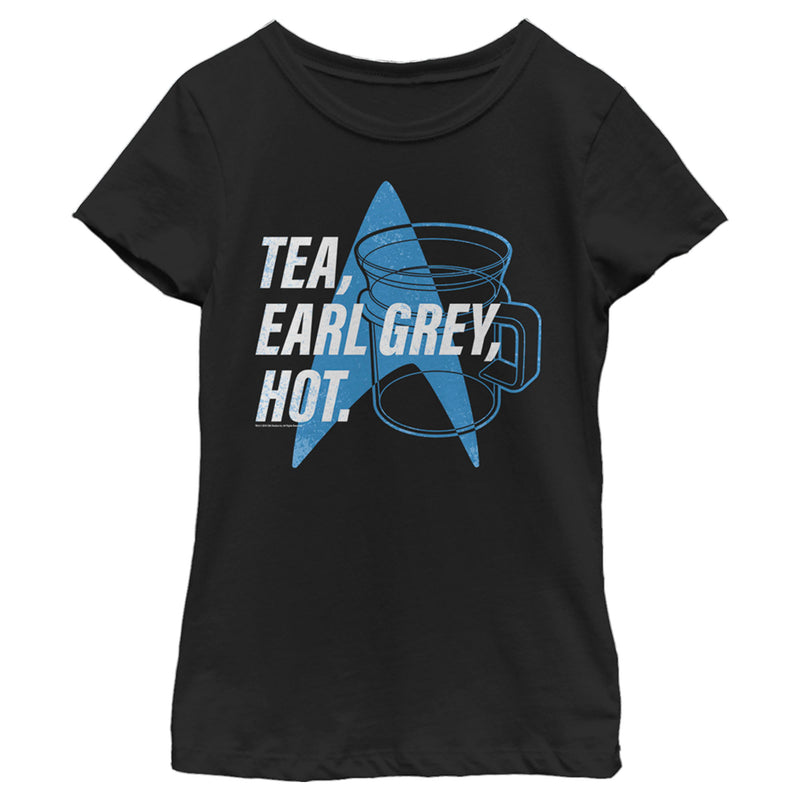 Girl's Star Trek: The Next Generation Cup Of Tea Earl Grey Hot, Captain Picard T-Shirt