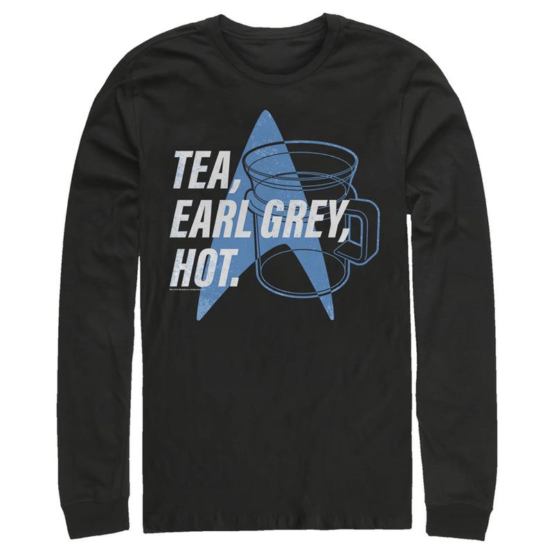 Men's Star Trek: The Next Generation Cup Of Tea Earl Grey Hot, Captain Picard Long Sleeve Shirt