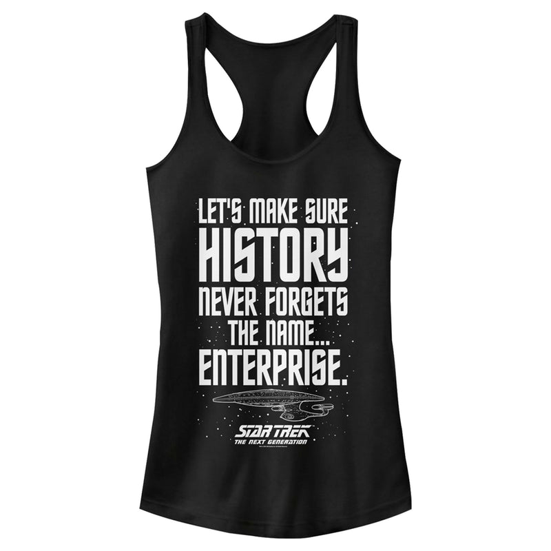 Junior's Star Trek: The Next Generation Let's Make Sure History Never Forgets The USS Enterprise Racerback Tank Top