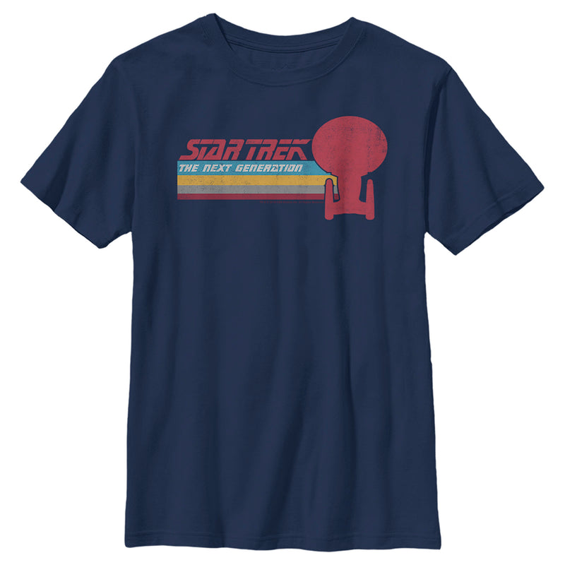 Boy's Star Trek: The Next Generation USS Enterprise Vertical Retro Rainbow Logo T-Shirt