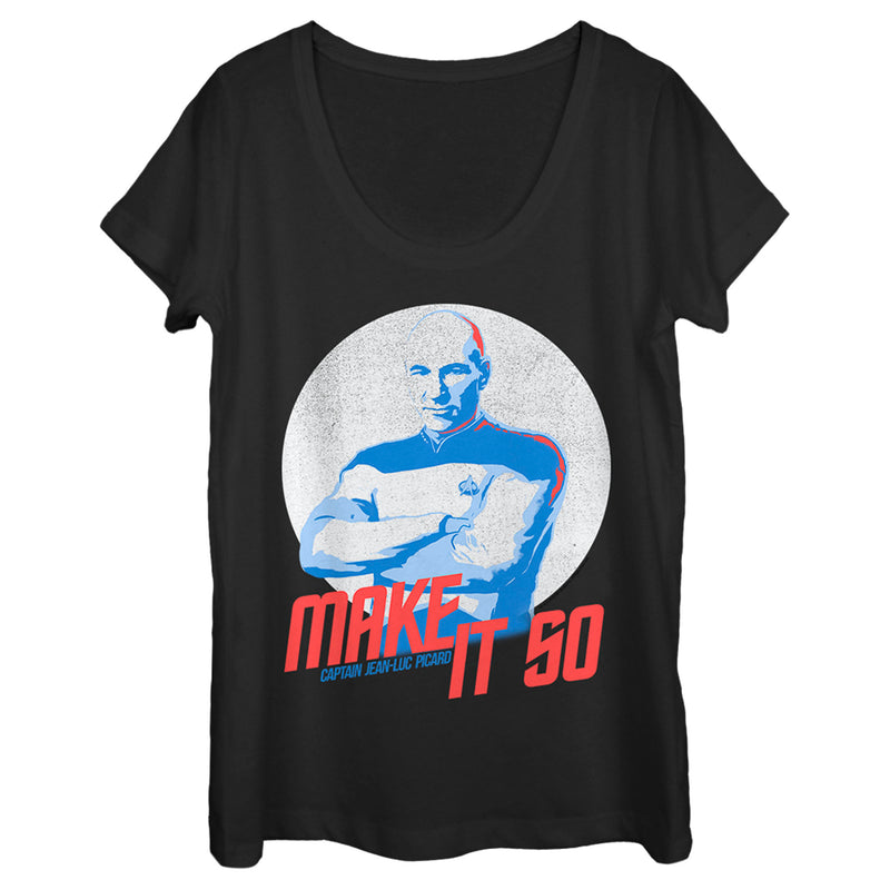 Women's Star Trek: The Next Generation Captain Jean Luc Picard Make It So Scoop Neck