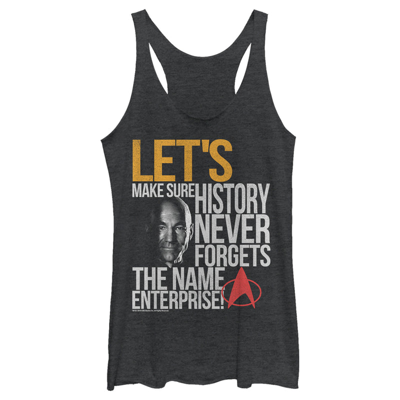 Women's Star Trek: The Next Generation Captain Picard History Never Forgets The Name Enterprise Racerback Tank Top