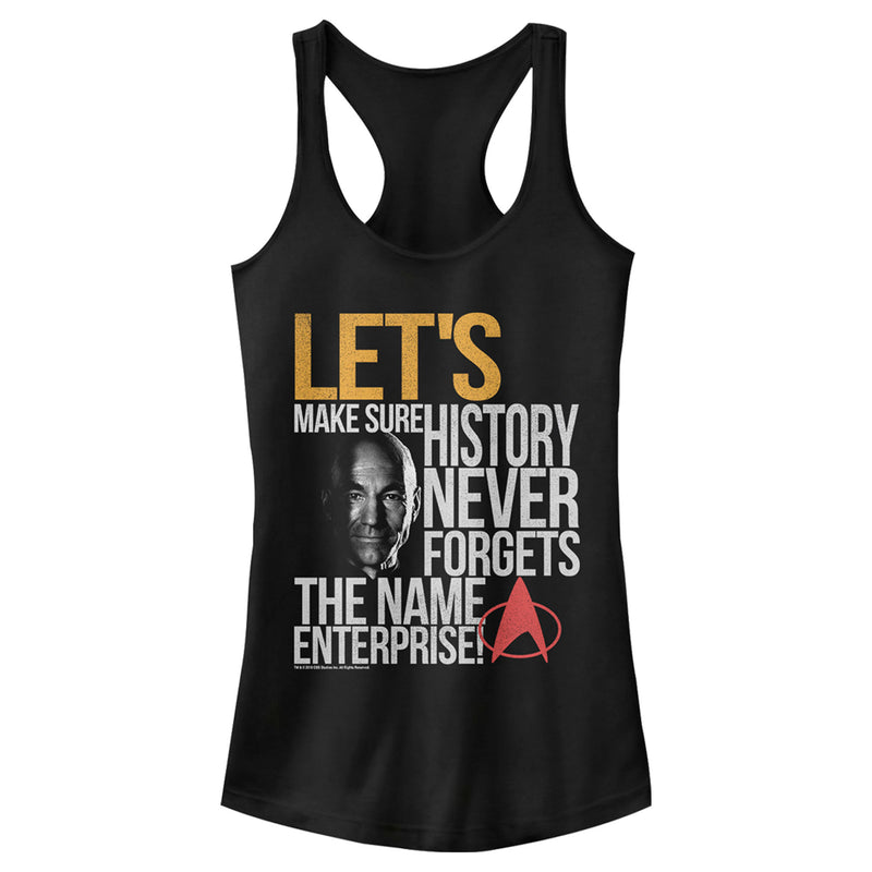 Junior's Star Trek: The Next Generation Captain Picard History Never Forgets The Name Enterprise Racerback Tank Top