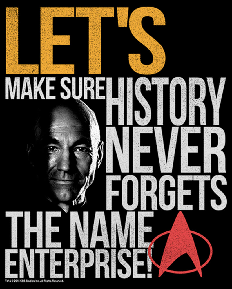 Junior's Star Trek: The Next Generation Captain Picard History Never Forgets The Name Enterprise T-Shirt