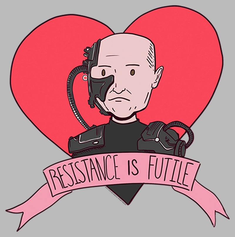 Junior's Star Trek: The Next Generation Valentine's Cartoon Borg Picard Heart Resistance Is Futile T-Shirt