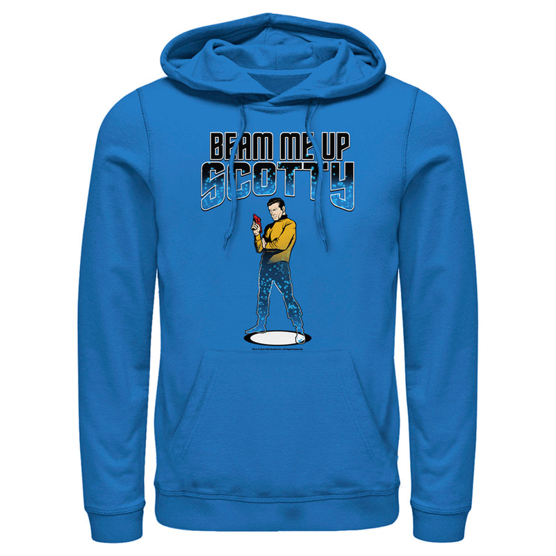 Men's Star Trek Cartoon Kirk Beam Me Up Scotty Transporter Pull Over Hoodie