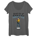 Women's Star Trek Cartoon Kirk Beam Me Up Scotty Transporter Scoop Neck