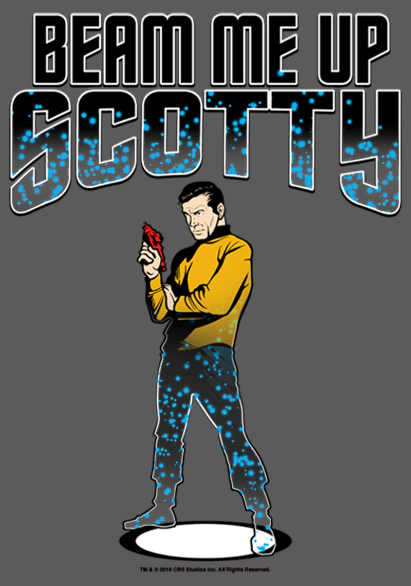 Women's Star Trek Cartoon Kirk Beam Me Up Scotty Transporter Scoop Neck