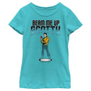 Girl's Star Trek Cartoon Kirk Beam Me Up Scotty Transporter T-Shirt