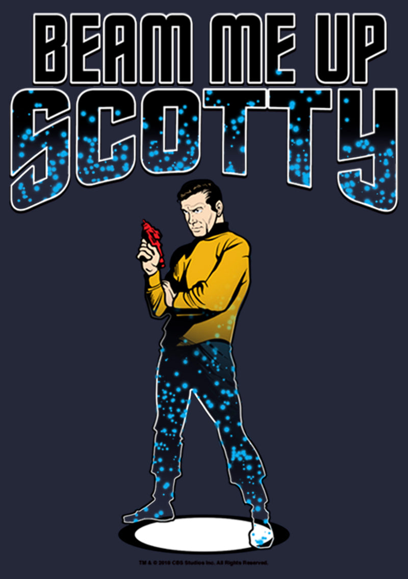 Women's Star Trek Cartoon Kirk Beam Me Up Scotty Transporter T-Shirt