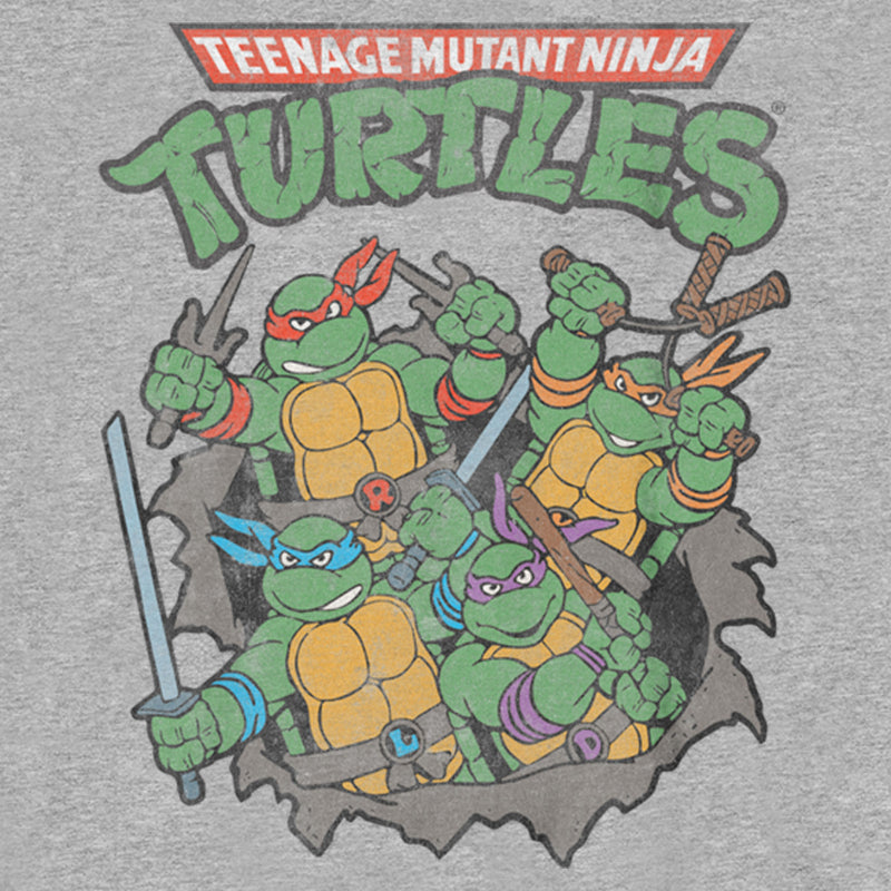 Boy's Teenage Mutant Ninja Turtles Retro Turtles in Action T-Shirt