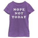 Girl's Lost Gods Nope Not Today Motto Text T-Shirt