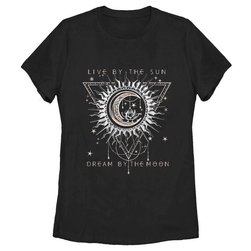 Women's Lost Gods Live By Sun Dream By Moon Pattern T-Shirt