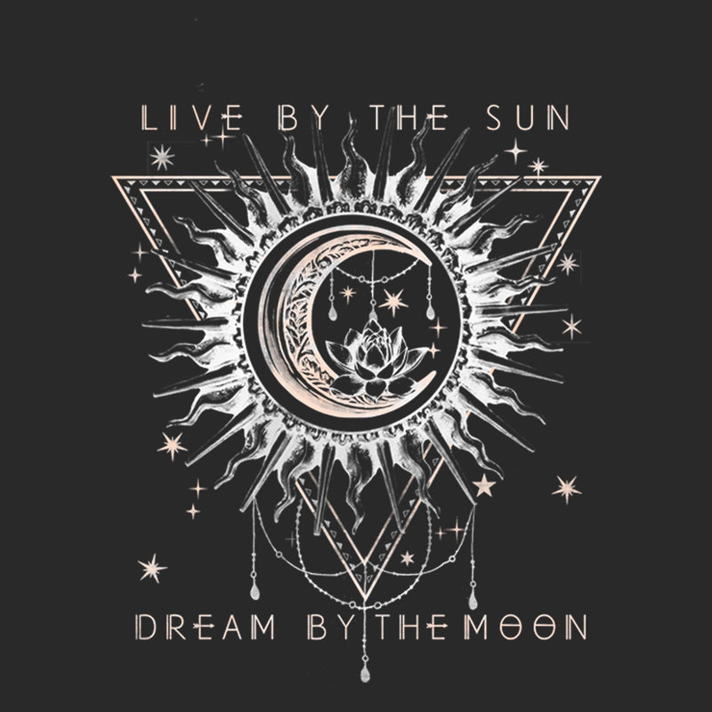 Women's Lost Gods Live By Sun Dream By Moon Pattern T-Shirt