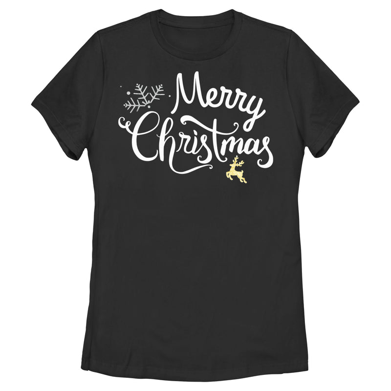 Women's Lost Gods Merry Christmas Reindeer T-Shirt