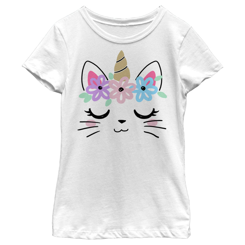 Girl's Lost Gods Kitty Unicorn with Flower Crown T-Shirt