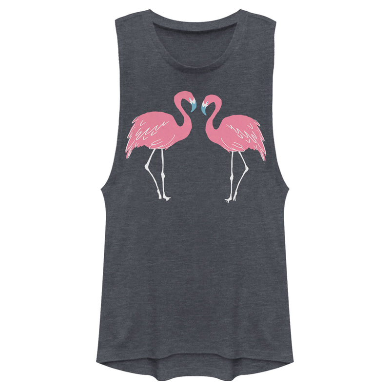 Junior's Lost Gods Couple Pink Flamingos Festival Muscle Tee