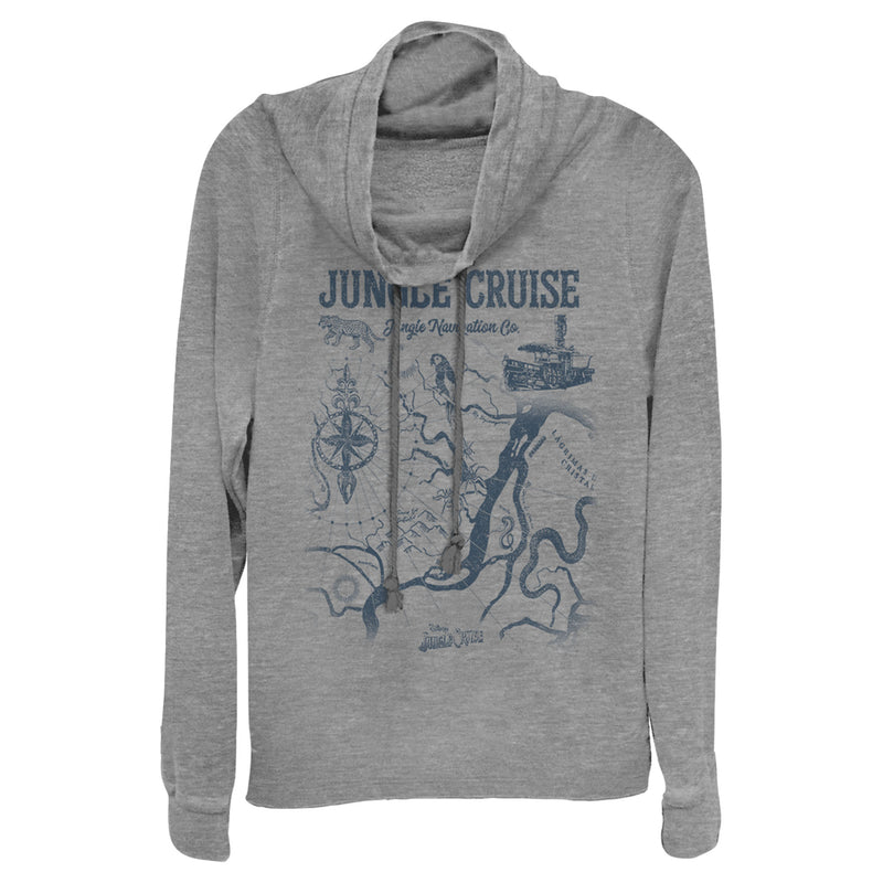 Junior's Jungle Cruise Map of the Jungle Cowl Neck Sweatshirt