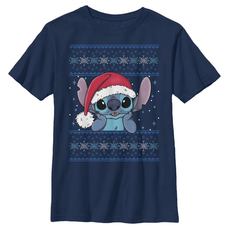 Boy's Lilo & Stitch Santa Hat Ugly Sweater T-Shirt