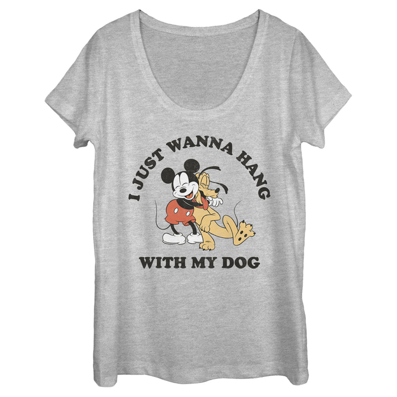 Women's Mickey & Friends I Just Wanna Hang with my Dog Pluto Scoop Neck