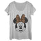 Women's Mickey & Friends Minnie Mouse Cheetah Print Bow Scoop Neck