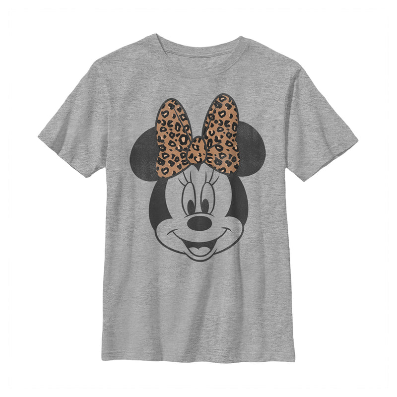 Boy's Mickey & Friends Minnie Mouse Cheetah Print Bow T-Shirt