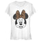 Junior's Mickey & Friends Minnie Mouse Cheetah Print Bow T-Shirt