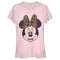 Junior's Mickey & Friends Minnie Mouse Cheetah Print Bow T-Shirt