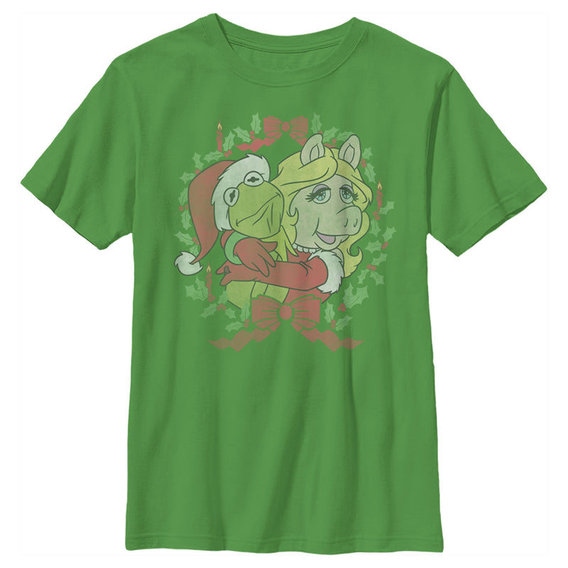 Boy's The Muppets Christmas Kermit and Piggy Hug T-Shirt