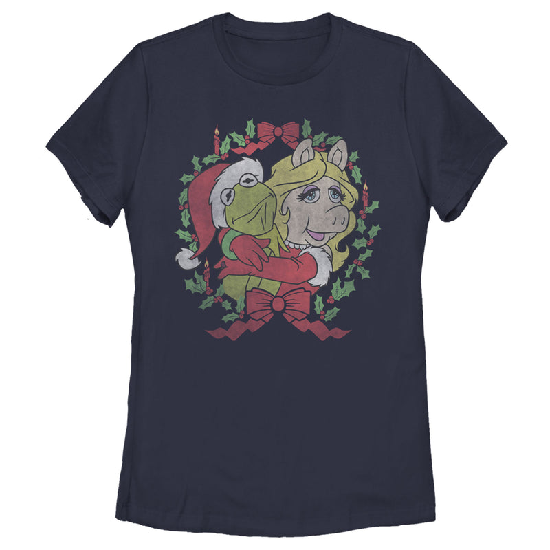 Women's The Muppets Christmas Kermit and Piggy Hug T-Shirt