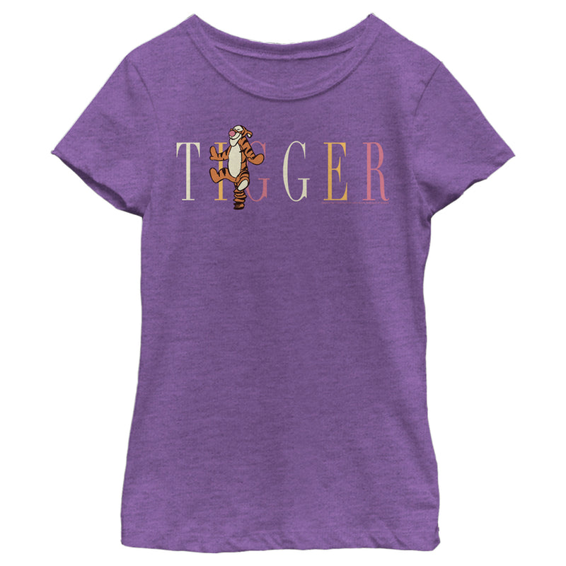 Girl's Winnie the Pooh Tigger Colorful Script T-Shirt