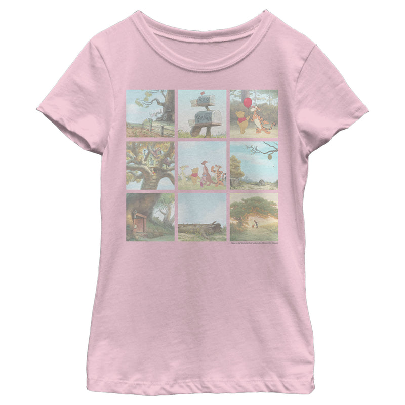 Girl's Winnie the Pooh Scene Panels T-Shirt