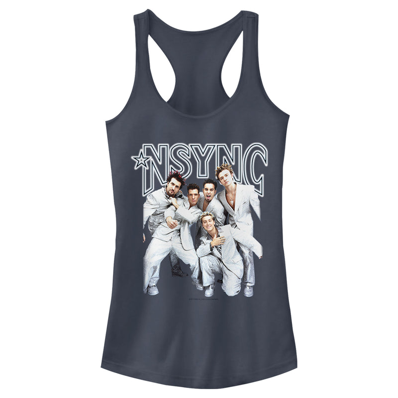 Junior's NSYNC Iconic White Suits Racerback Tank Top
