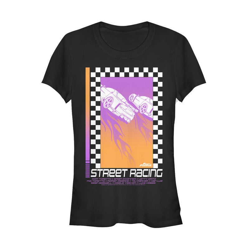Junior's Fast & Furious Retro Street Racing Poster T-Shirt