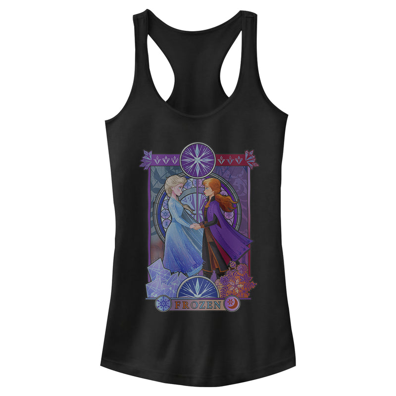 Junior's Frozen 2 Sister Stained Glass Racerback Tank Top