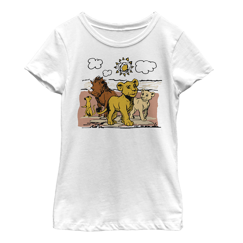 Girl's Lion King Best Friends Cartoon T-Shirt