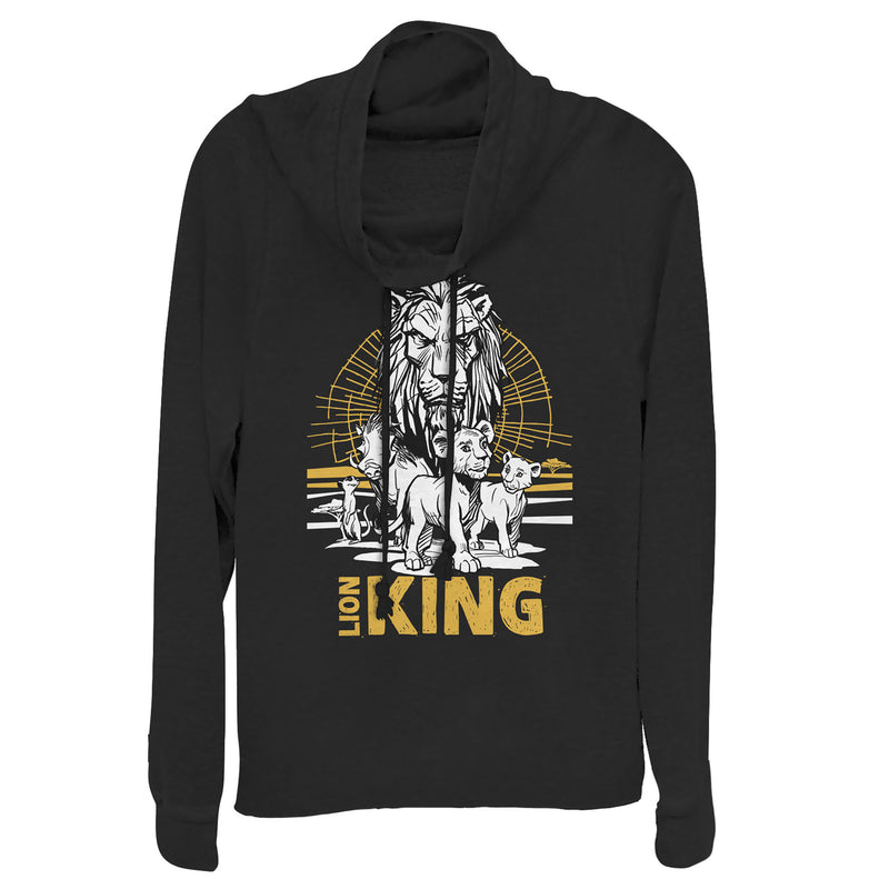 Junior's Lion King Savannah Sunset Crew Cowl Neck Sweatshirt