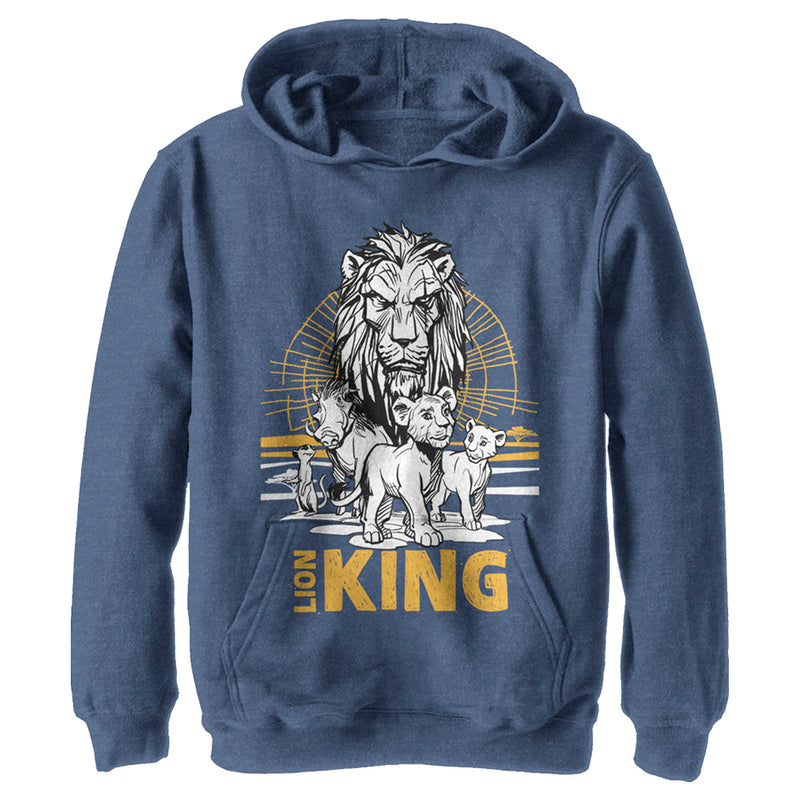 Boy's Lion King Savannah Sunset Crew Pull Over Hoodie