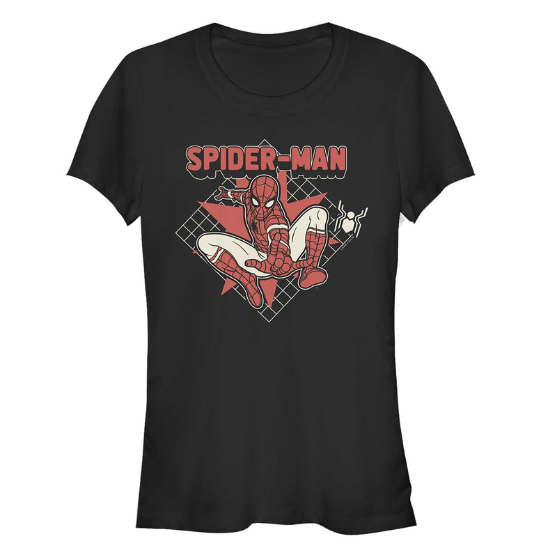 Junior's Marvel Spider-Man: Far From Home Cartoon Grid T-Shirt