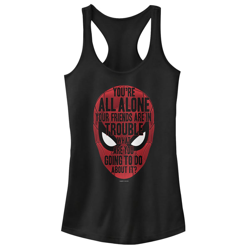 Junior's Marvel Spider-Man: Far From Home Alone Quote Racerback Tank Top