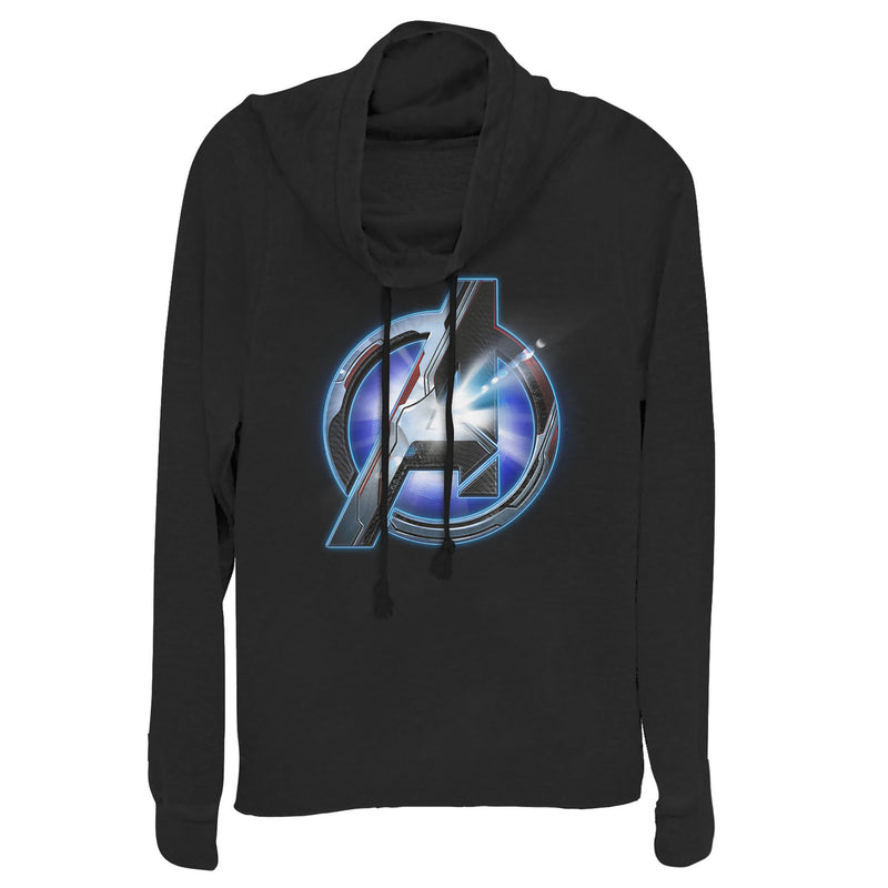 Junior's Marvel Avengers: Endgame Arc Reactor Logo Cowl Neck Sweatshirt