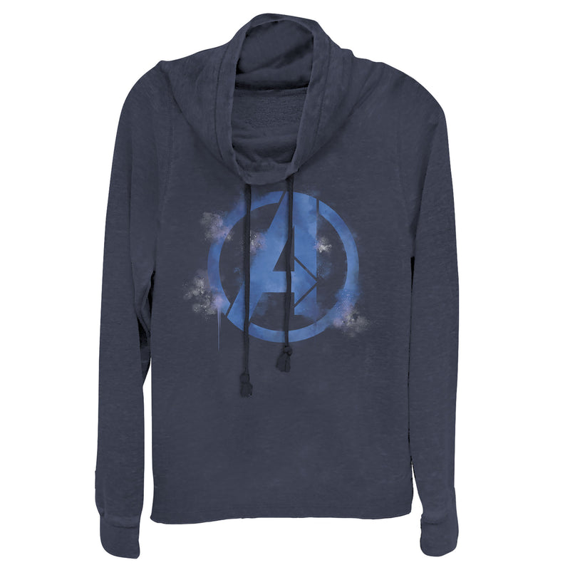 Junior's Marvel Avengers: Endgame Smudged Logo Cowl Neck Sweatshirt