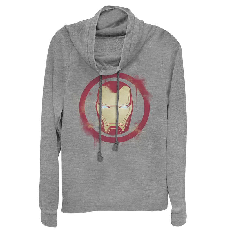 Junior's Marvel Avengers: Endgame Smudged Iron Man Cowl Neck Sweatshirt