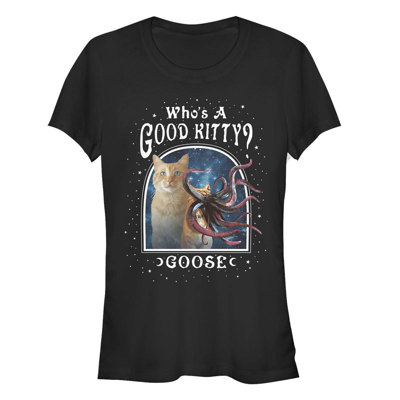 Junior's Marvel Captain Marvel Good Goose Cat T-Shirt
