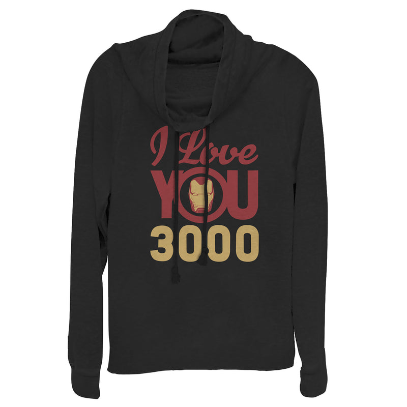 Junior's Marvel Iron Man Love 3000 Cowl Neck Sweatshirt