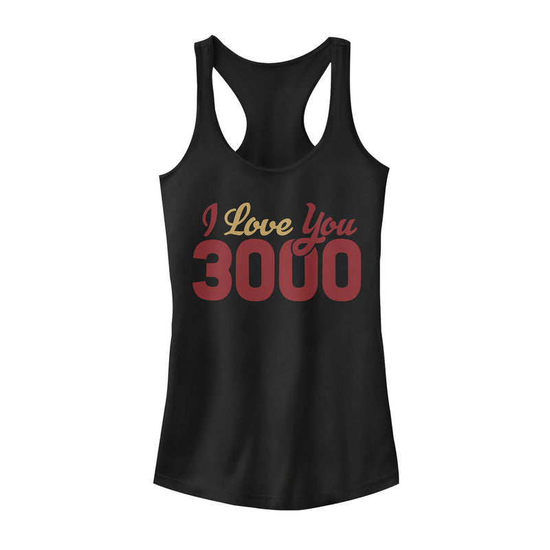 Junior's Marvel Iron Man Love 3000 Script Racerback Tank Top