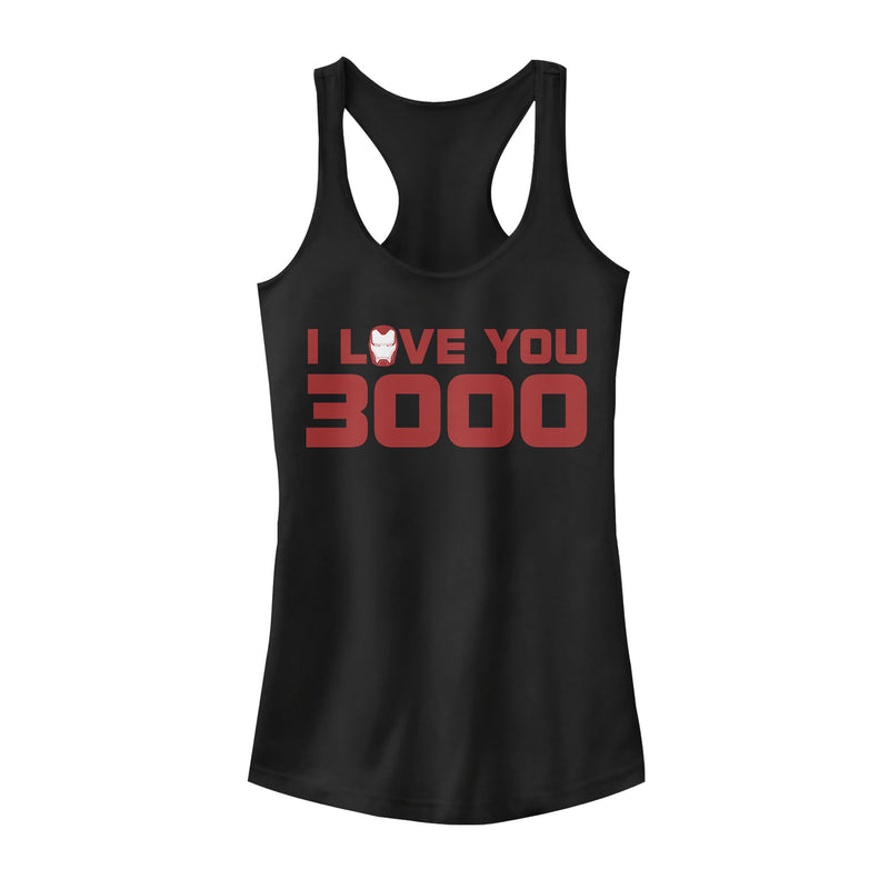 Junior's Marvel Love You 3000 Stark Helmet Racerback Tank Top